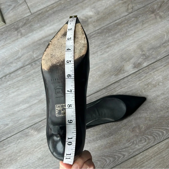 Stuart  Weitzman Black Leather Kitten Heel Pumps Made in Spain - Picture 14 of 15